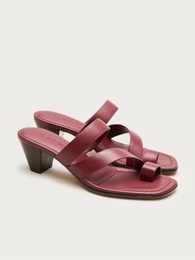 NIB J. Crew Toe-Ring Kitten Heel Sandals in Crushed Crimson/Burgundy Size 8.5